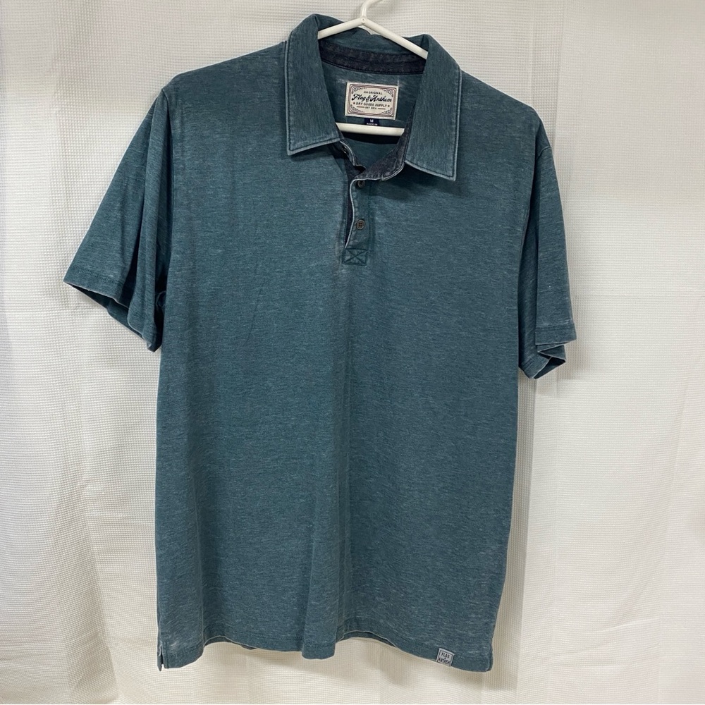 Flag & Anthem Blue Washed Polo Shirt Men’s Medium Casual Short Sleeve